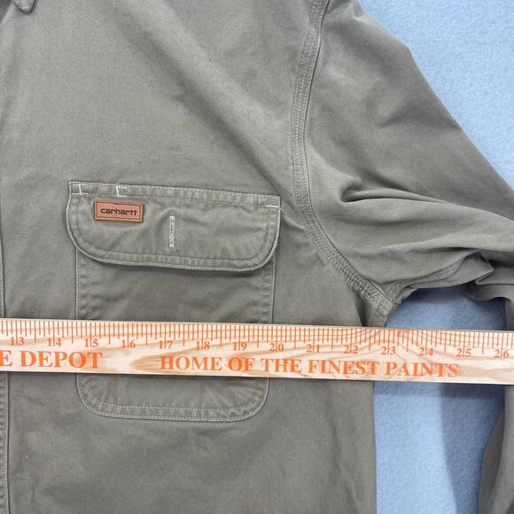 Carhartt Men’s Thick Work Shirt Size Lg Tall Beige Outdoors Workwear Rugged - Picture 5 of 13